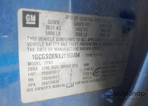 2018 Chevrolet Colorado Z71 из США, поврежденный, VIN 1GCGSDENXJ1160404